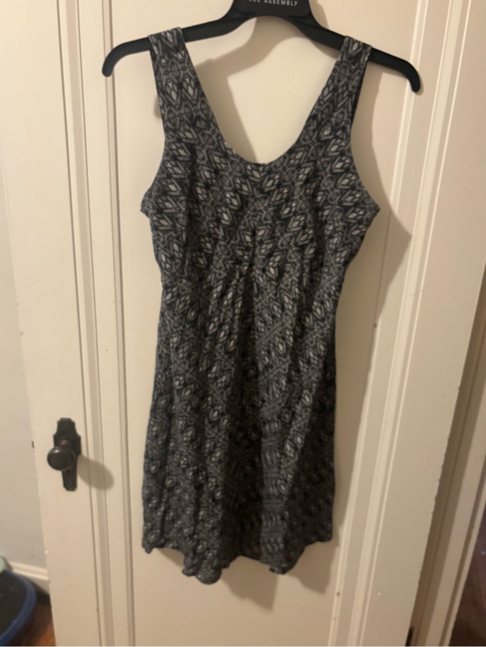 Aventura Black and Gray Printed Midi Tank Dress